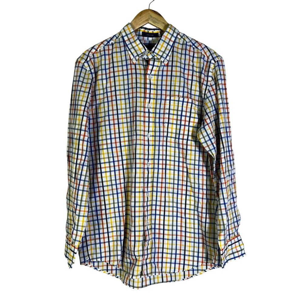 Saddlebred Button Down Shirt Mens M Multicolor Plaid Cotton Classic Fit Preppy